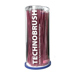 Pincel Aplicador Technobrush Fino Rosa c/ 100 - Vigodent