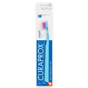 Escova Dental Smart Adulto Cabo Azul Claro Com Cerdas Rosa - Curaprox