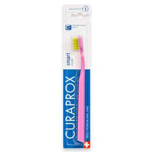 Escova Dental Smart Adulto Cabo Rosa Com Cerdas Verde Lima - Curaprox