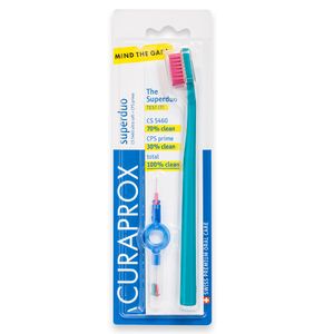 Escova Dental 5460 Superduo + CPS Prime Cabo Turquesa Cerdas Pink - Curaprox
