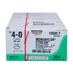 Fio de Sutura Ethicon Mononylon 4-0 com Ag 17mm com 24 Un - Johnson & Johnson