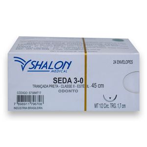 Fio de Sutura Seda 3-0 com Agulha 1,7cm 24Un - Shalon
