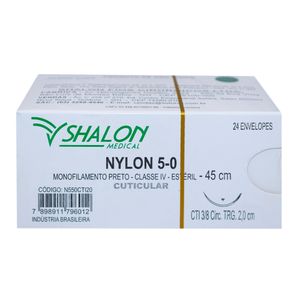 Fio de Sutura Nylon Cuticular Nº 2-0 com Agulha 2cm 24Un - Shalon