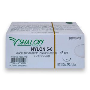 Fio de Sutura Nylon Cuticular Nº 5-0 com Agulha 1,5cm 24Un - Shalon
