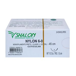 Fio de Sutura Nylon Cuticular Nº 6-0 com Agulha 1,5cm - Shalon
