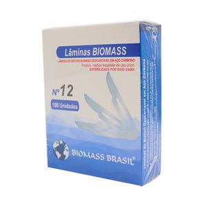Lâmina de Bisturi Aço Carbono Nº 12 Caixa com 100 - Biomass Brasil