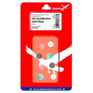 Kit Disco de Lixa Sof-Gloss Acadêmico Sortido com 8 + Mandril - American Burrs
