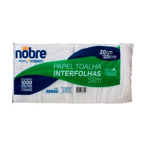 Papel Toalha Interfolhas Slim 20x20cm com 1000 Folhas - Nobre