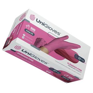 Luva De Procedimento Látex com Pó Clássico Pink - Unigloves