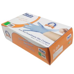 Luva de Procedimento Azul Nitrilo sem Pó - Medix